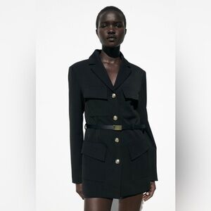 ZARA BLACK BELTED BLAZER